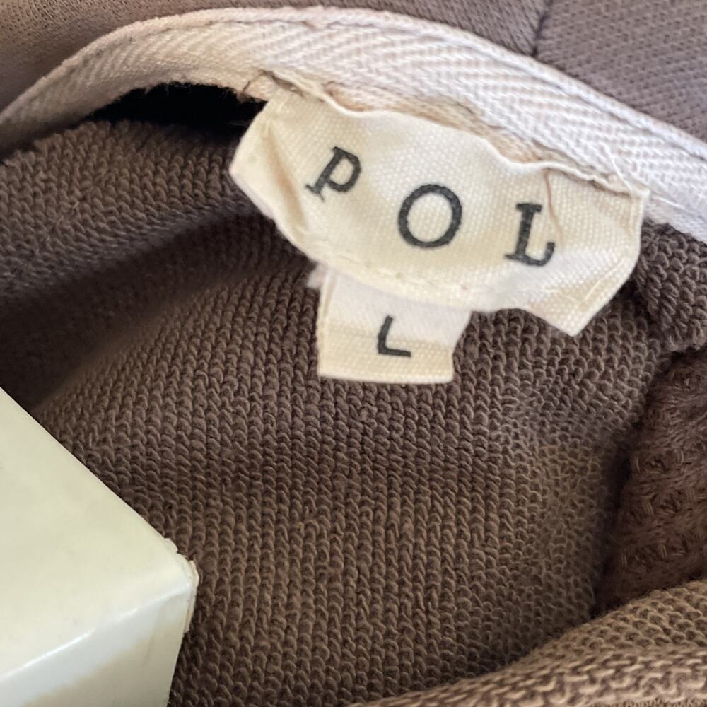 POL Boho Sweater Oversized Women’s Large Brown Raw Hem Bohemian Hood Cowl NEW - Picture 12 of 14
